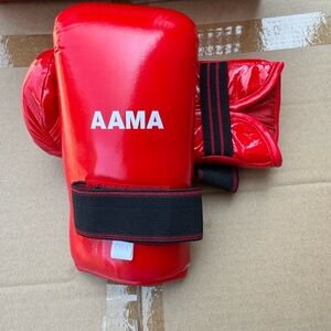 AAMA Red Boxing Gloves with Black Strap